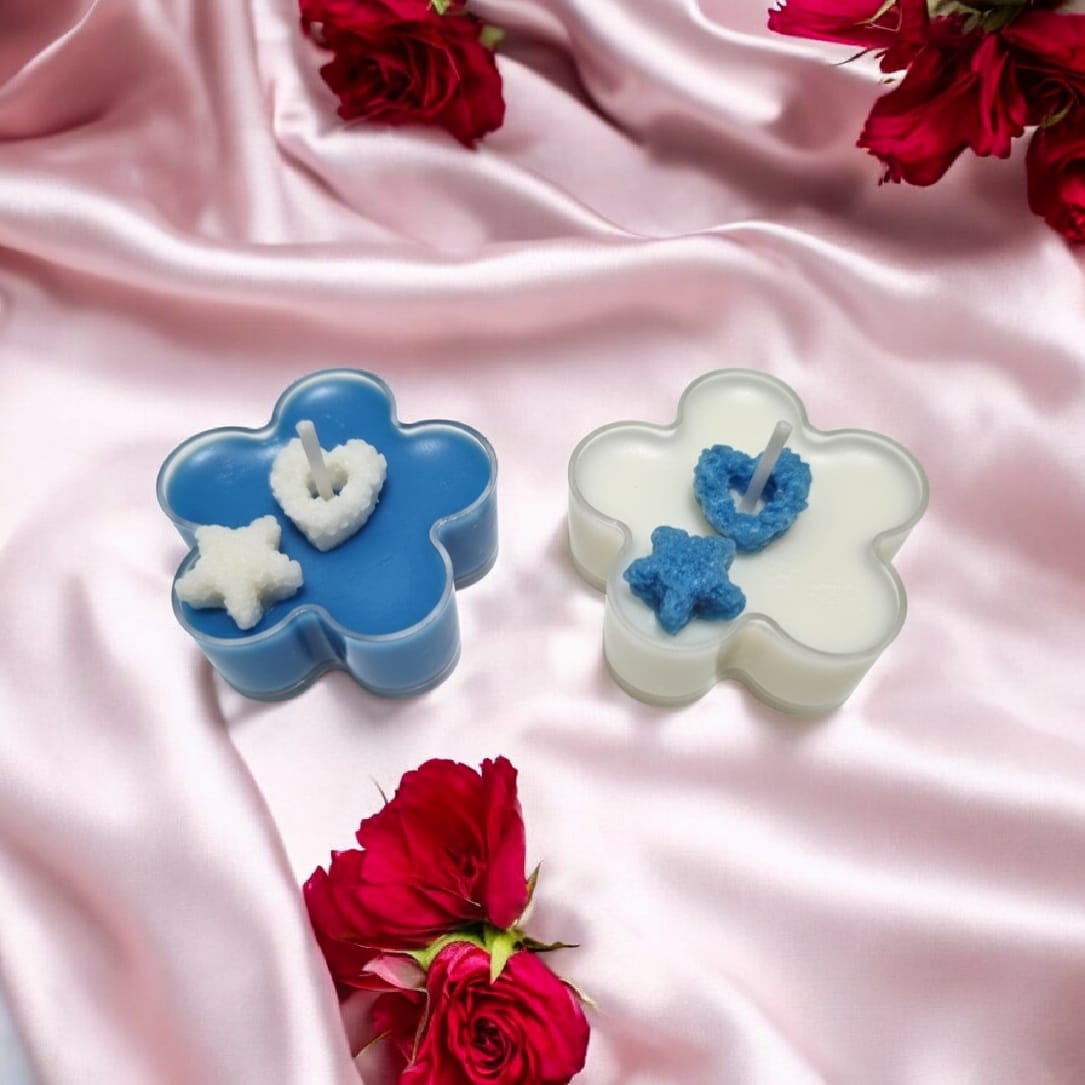Valentine Bloom Tealight (4 in pack) Blue